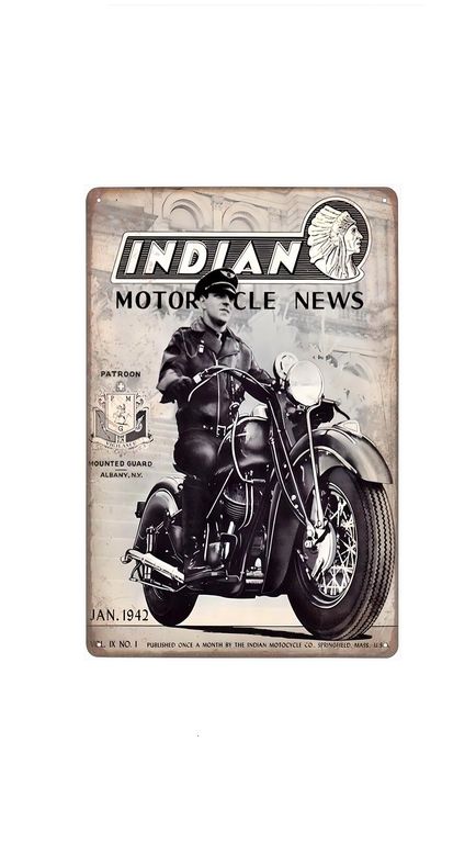 plechová cedule - moto Indian - Patroon Mounted