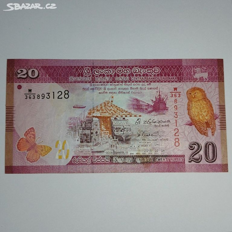 RE. Srí Lanka bankovka 20 Rupees 2015