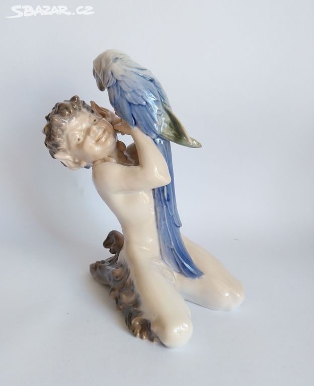 Starožitná porcelánová figura - faun - KODAŇ