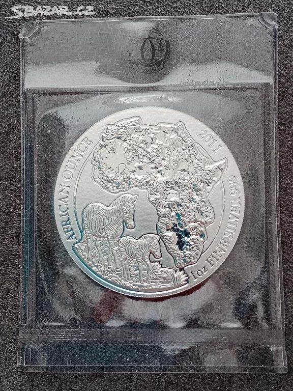 Stříbrná investiční mince Zebra Rwanda 1 Oz 2011