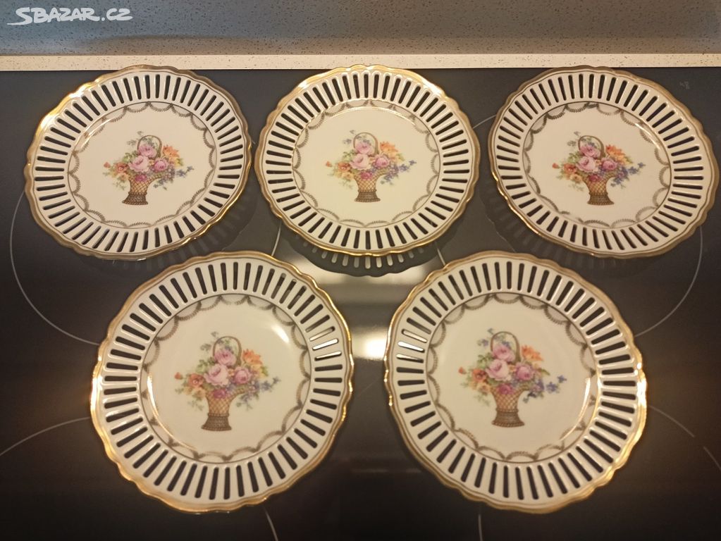 Union porcelán, prolamované talířky