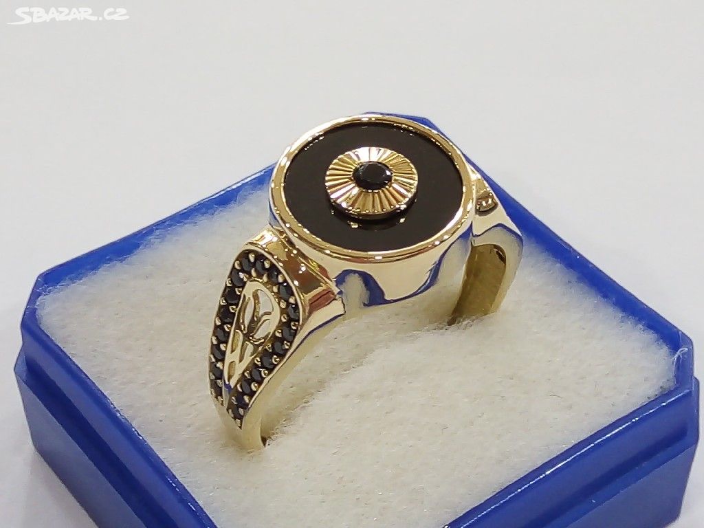 Pánský zlatý pánský prsten 585/1000, v. 60