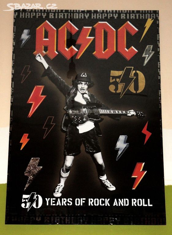 Velký plakát AC/DC k 50. výročí vniku kapely AC/DC