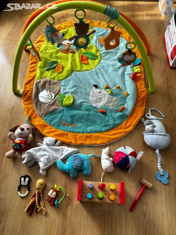 Hrací deka s hrazdou - Baby Fehn + 10 hraček