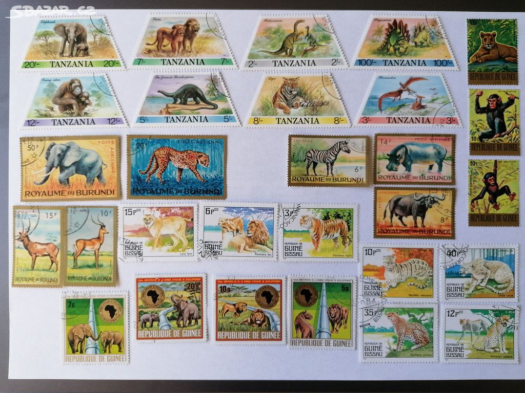 Sbírka 29 známek Tanzánie Burundi... známky Afrika