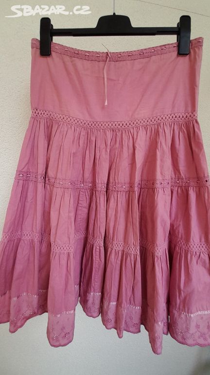 Růžová nařasená bavlněná sukně CFK