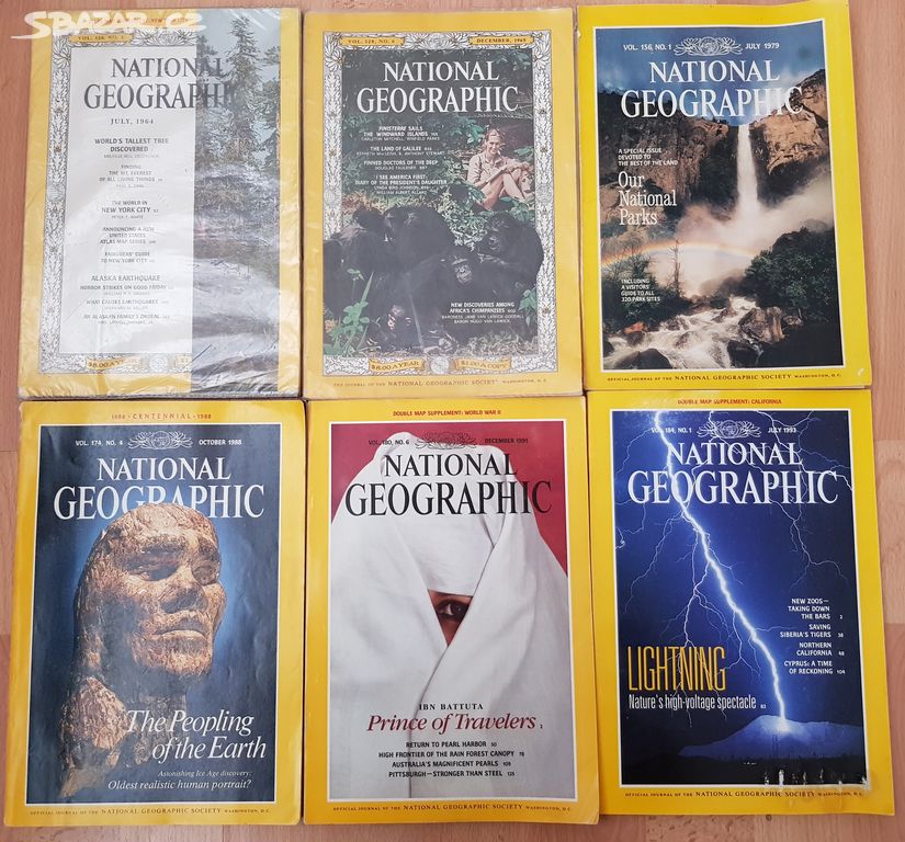 Staré časopisy NATIONAL GEOGRAPHIC 1964-1993-popis
