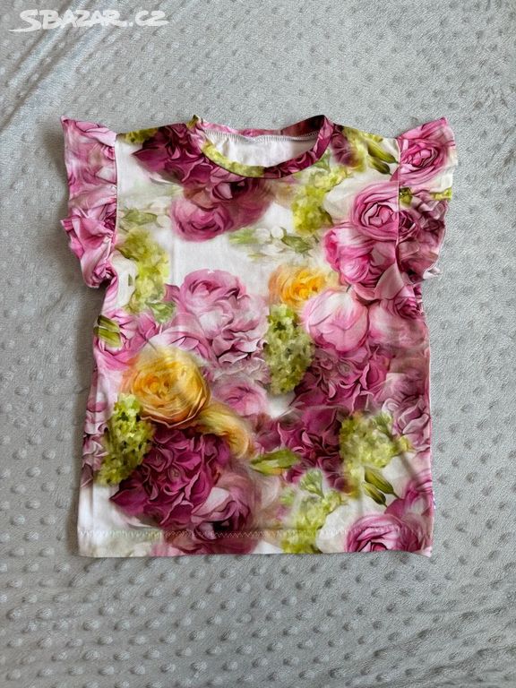 nové handmade tričko/top s volánky, růže -122