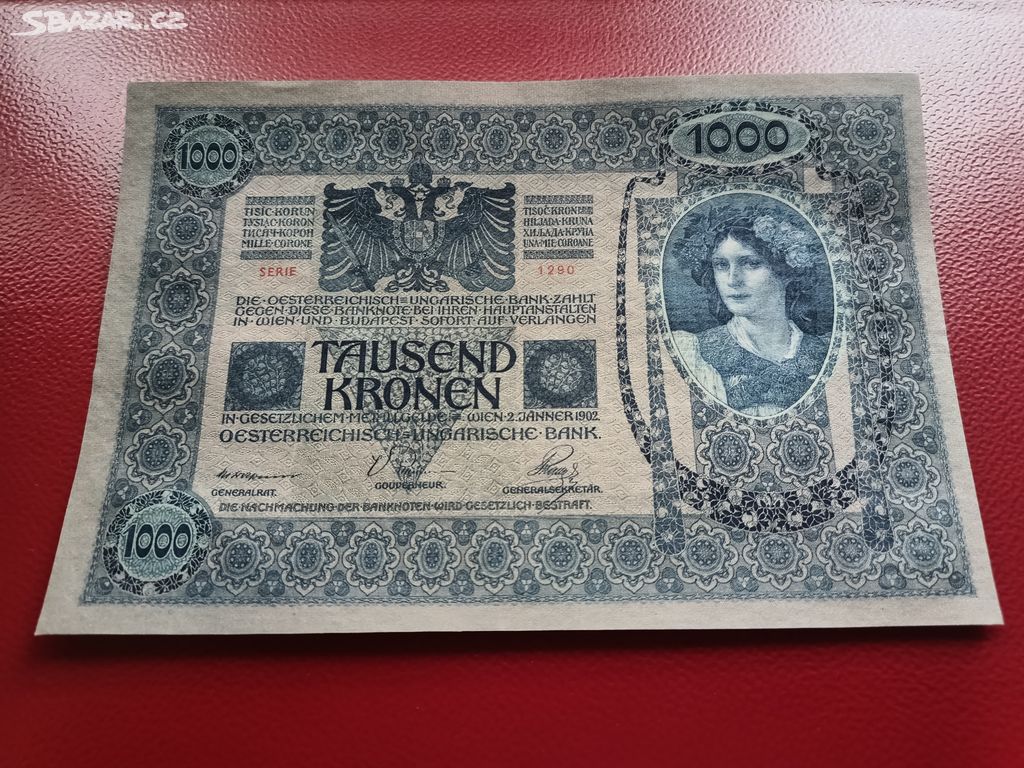 Bankovka 1000 Korun 1902 UNC