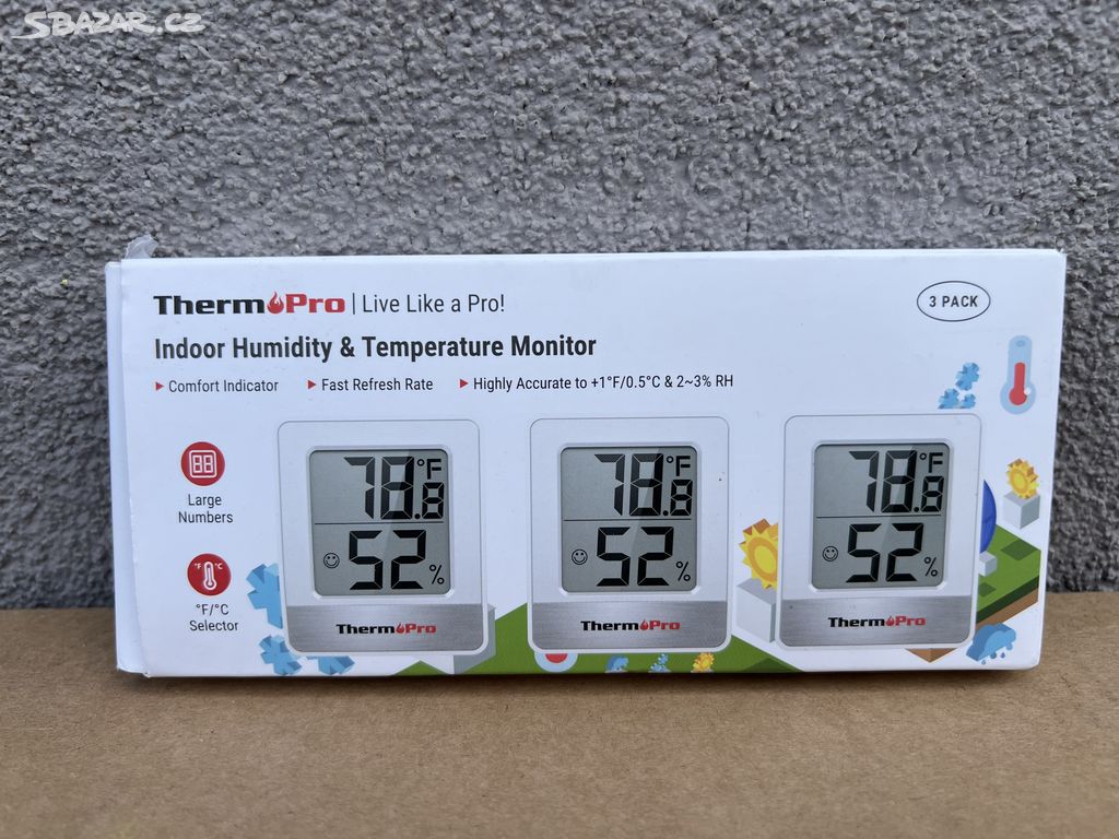 Nový Thermopro 3-pack digitální pokojový teploměr