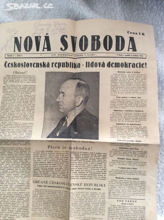 Staré noviny 6.5. 1945