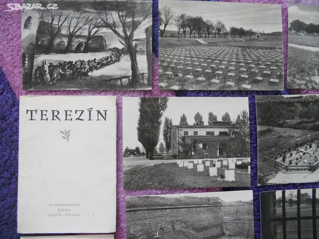 Terezín, sada 13 pohlednic, nakl. Orbis, r. 1956