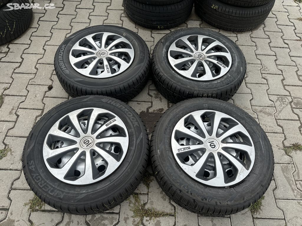 4x plechové disky 5x112 + pneu zimní 195/65 R15