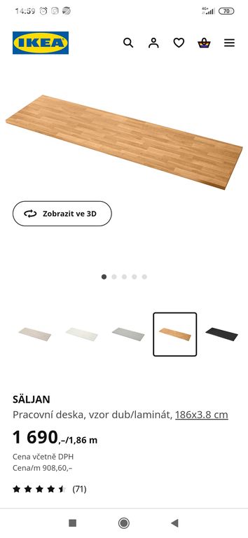 Pracovní deska IKEA Saljan dub