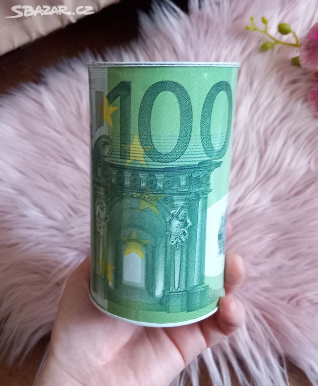 Kovová plechovka 100 EURO na pastelky a tužky