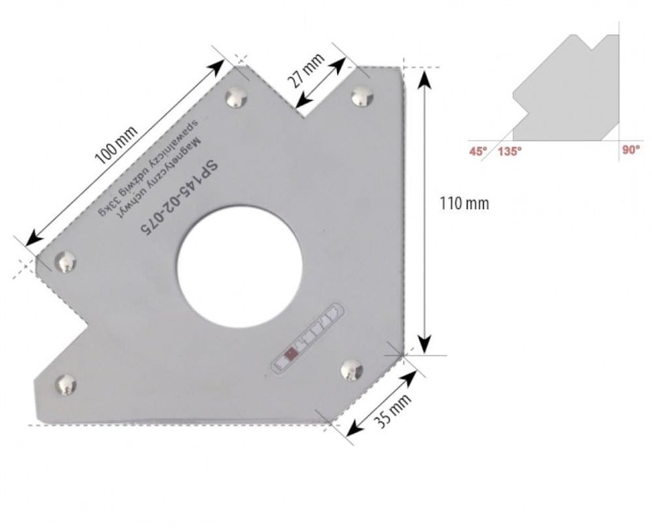 Magnetický úhelník 33kg Spartus