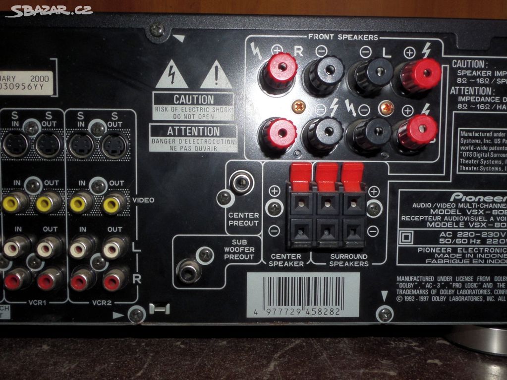 Kvalitn Receiver 5 1 PIONEER VSX 808RDS esk Bud jovice Sbazar cz