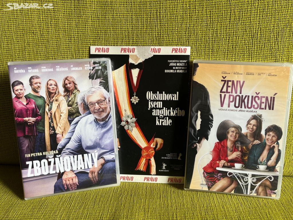 3 české filmy na DVD originály, cena celkem, sleva