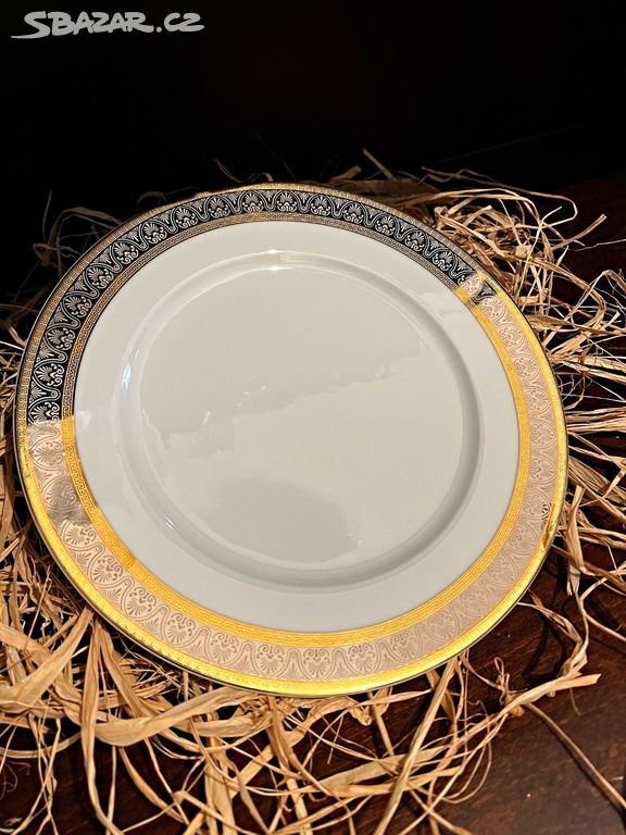 Thun Dekorativní porcelánový mělký talíř zlacený