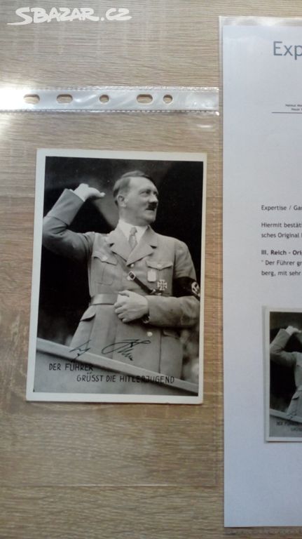Podpis Adolfa Hitlera, dobová pohlednice. Originál