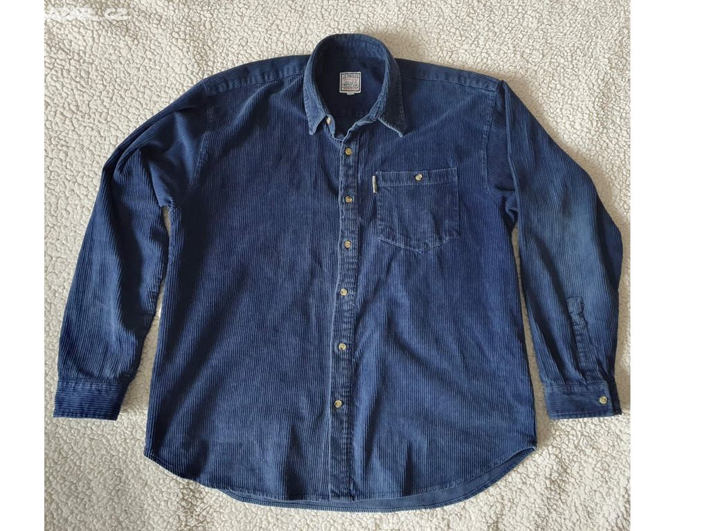 Stará modrá riflová košile pevná, velikost L