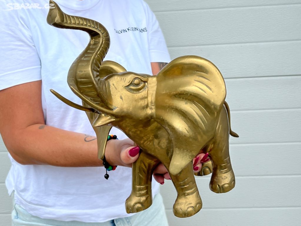 Veliká socha mosazný slon 3,1 kg