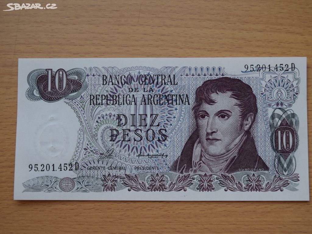 Bankovka 10 Pesos Argentina 1976