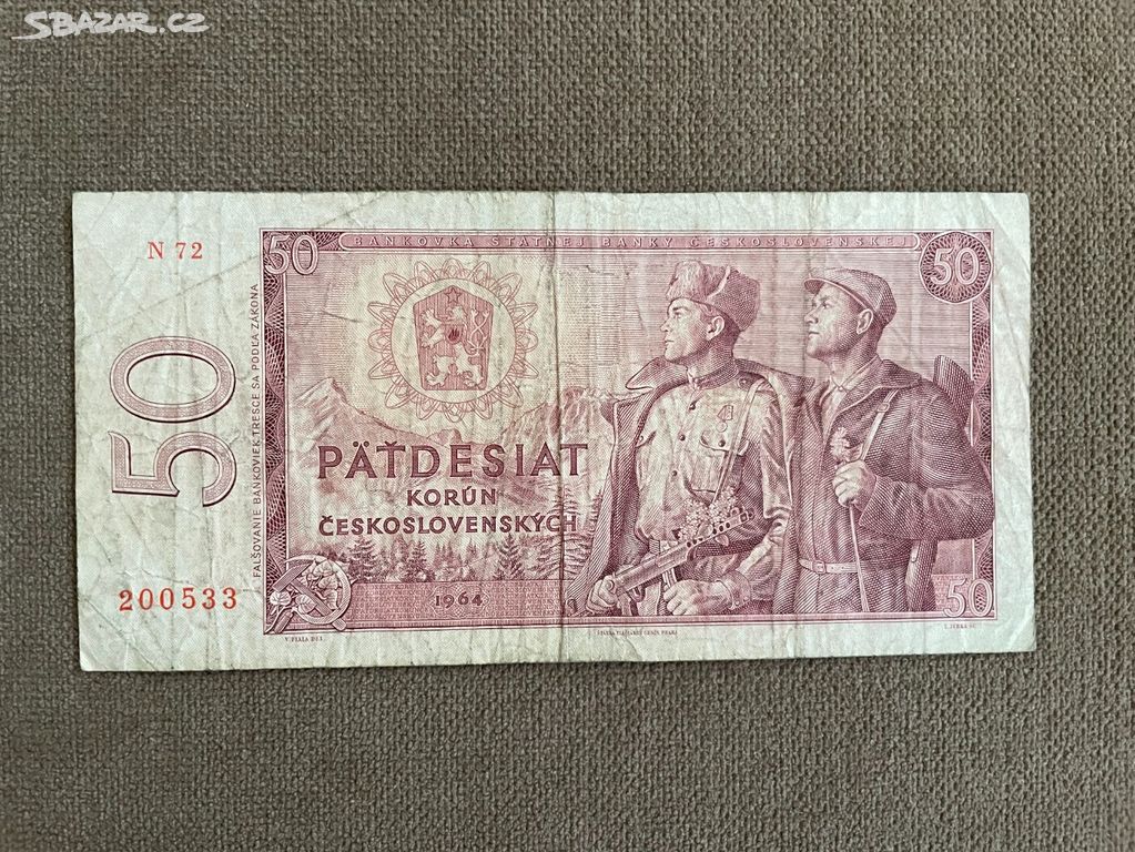 Bankovka 50 korun z roku 1964 - série N