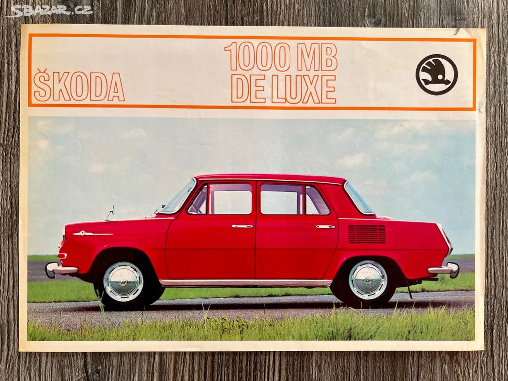 Dobový prospekt Škoda 1000MB de Luxe ( 196X )