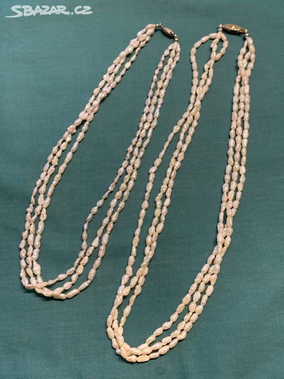 Říční perly starožitný náhrdelník 3 řady cena/kus