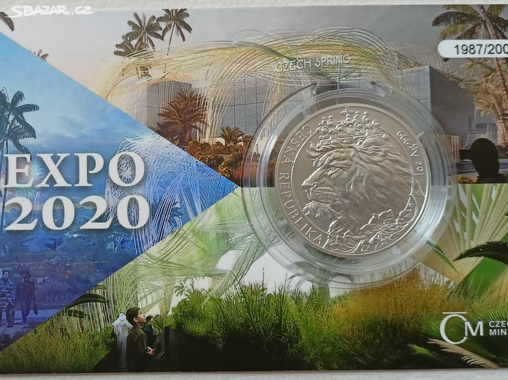 Stříbrná mince Český lev 2021 EXPO - č. 1987
