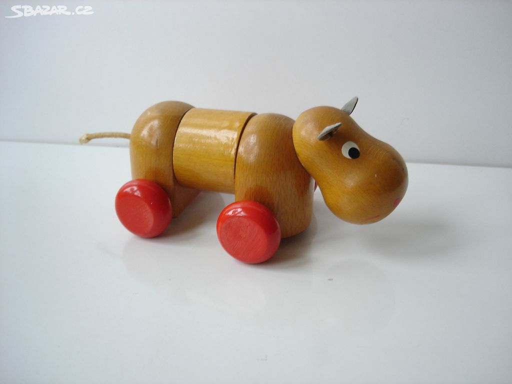 dřevěný hroch - retro hračka