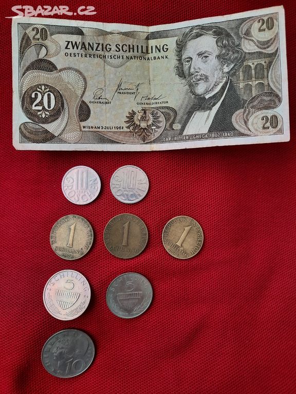 Rakouské mince/bankovka
