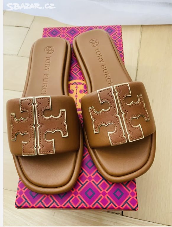 Pantofle Tory burch hnědé černé 36 kuze