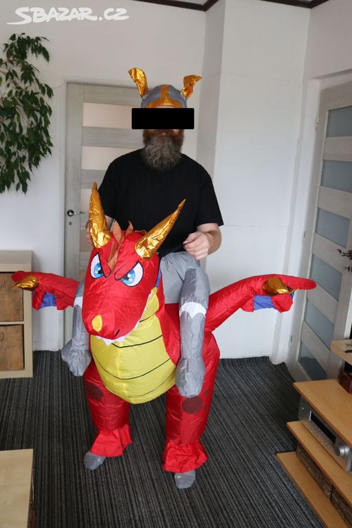 Kostým pro dospělé červený ohnivý pohádkový drak
