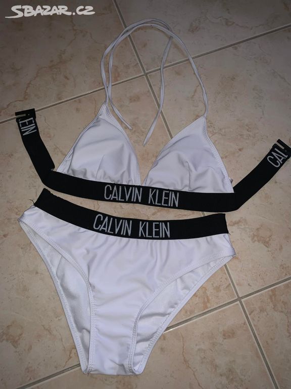 Calvin Klein bílo-černé plavky