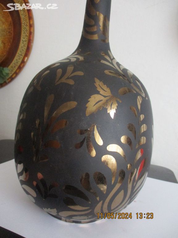 Stará keramická váza BY, výška 24 cm, průměr 16 cm
