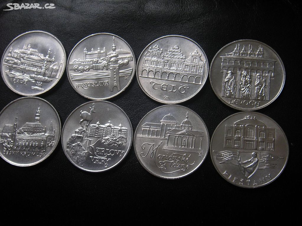 Komplet pamětní mince Města československa, 8ks