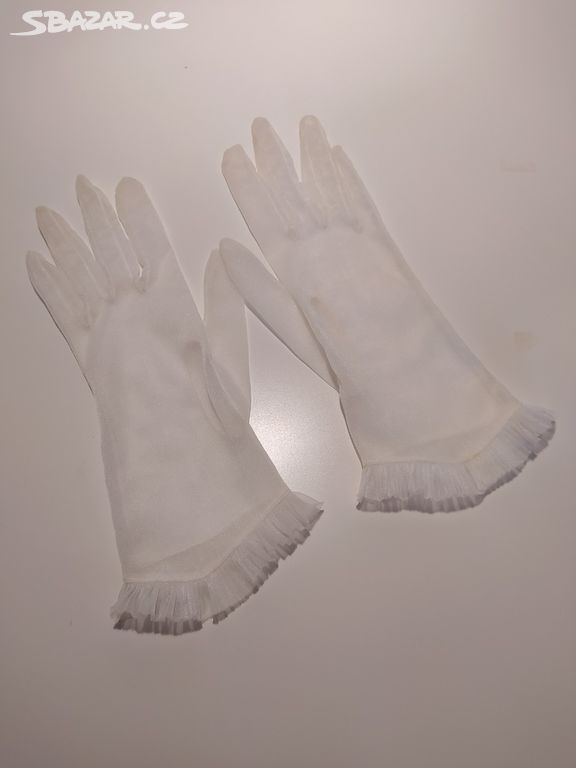 Starožitné bílé dámské divadelní rukavičky