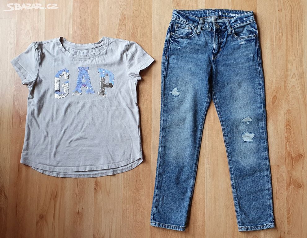 GAP Kids - dívčí jeansy vel.8 a tričko vel.M