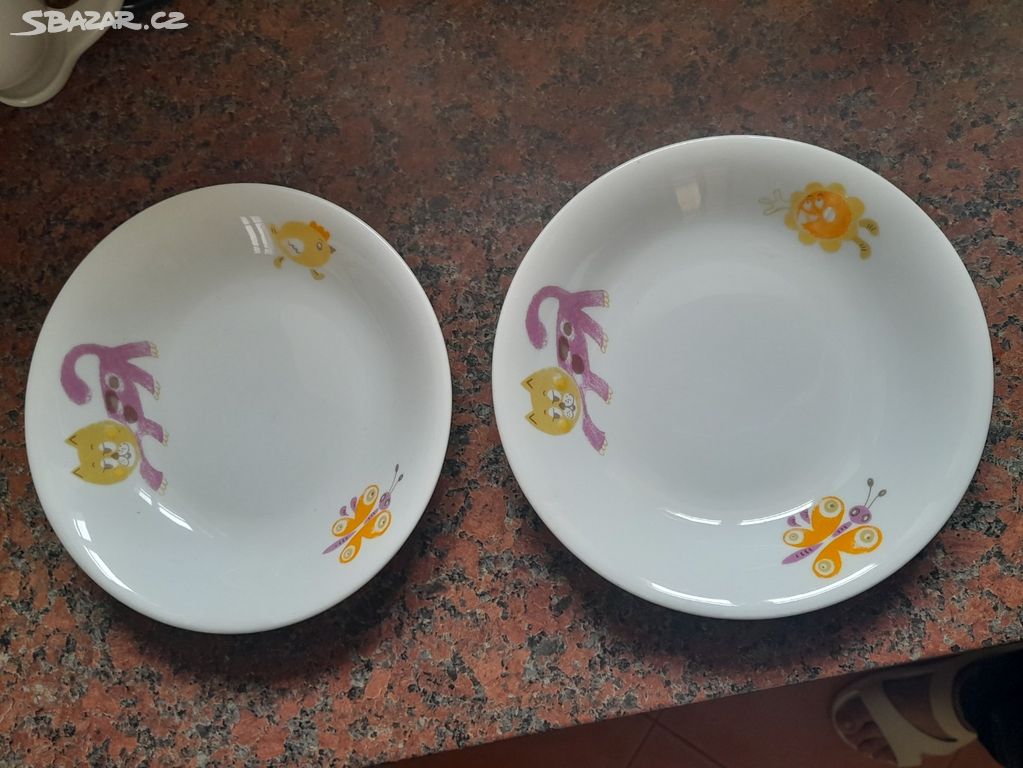 Retro porcelánové dětské talíře