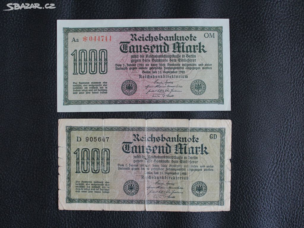 Výmarská Republika 2 X 1000 Marek 1922