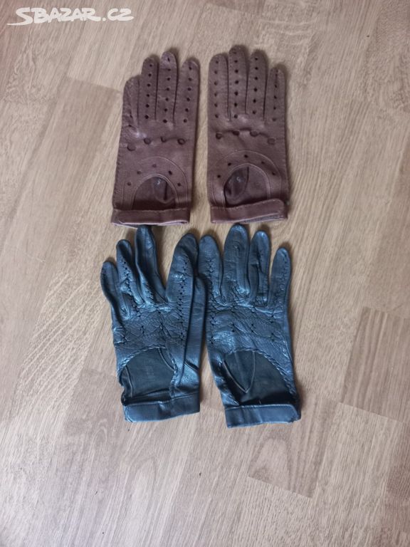 Retro dámské kožené rukavice do auta a na zimu