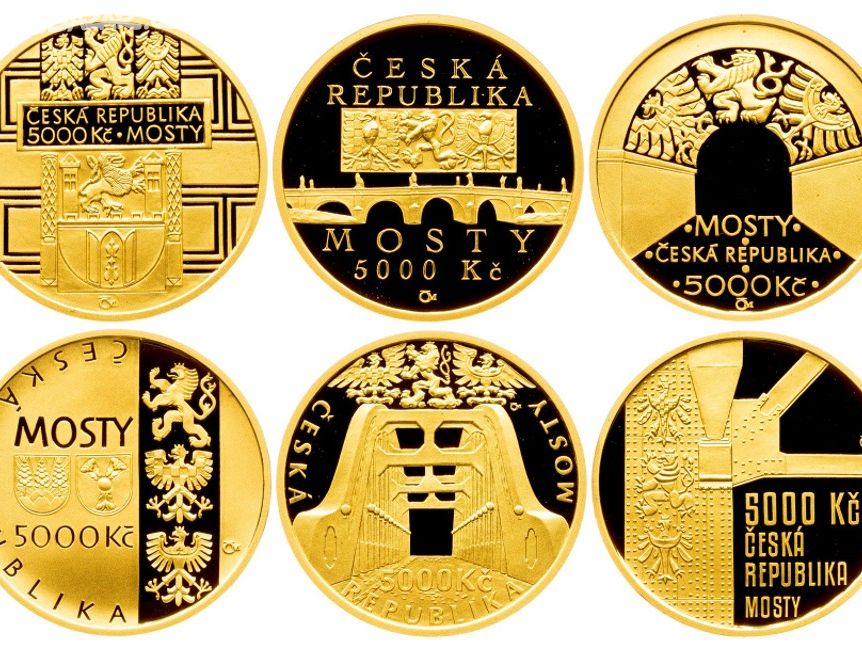 MOSTY ČR - Kompletní sada zlatých mincí PROOF-10ks