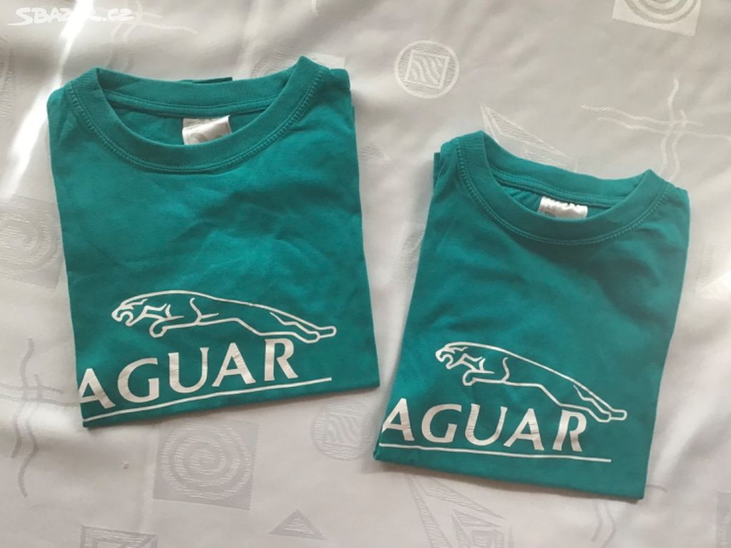 2x tričko s kr. rukávem zelené Jaguar, XS = 50 Kč