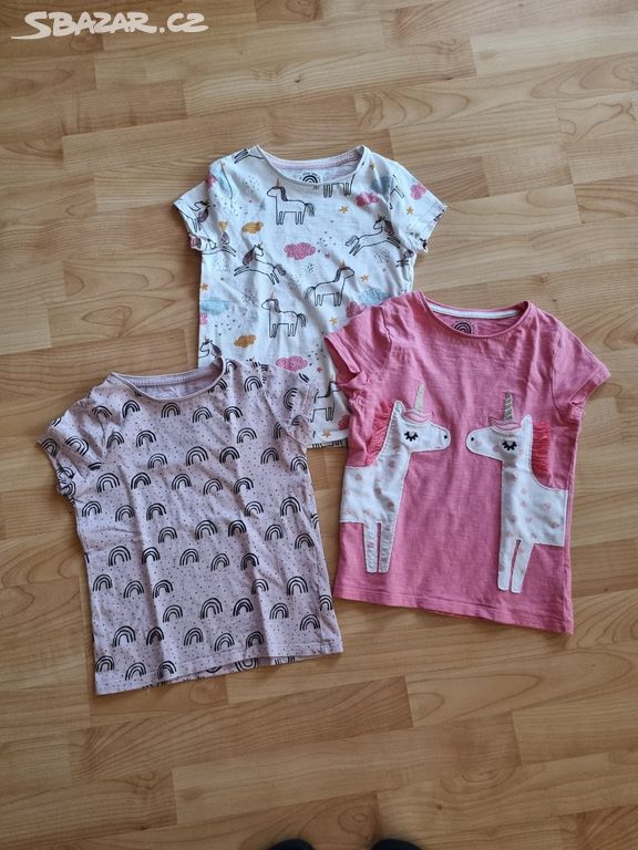 Dívčí set triček s jednorožcem - vel. 5-6 let