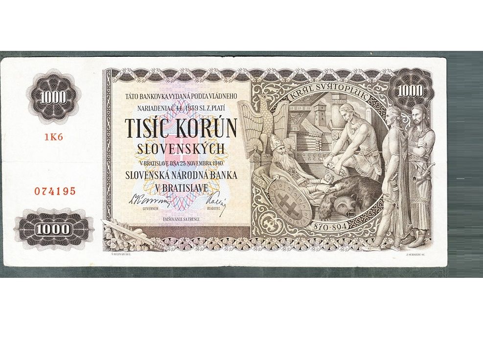Staré bankovky Slovensko 1000 sk 1940