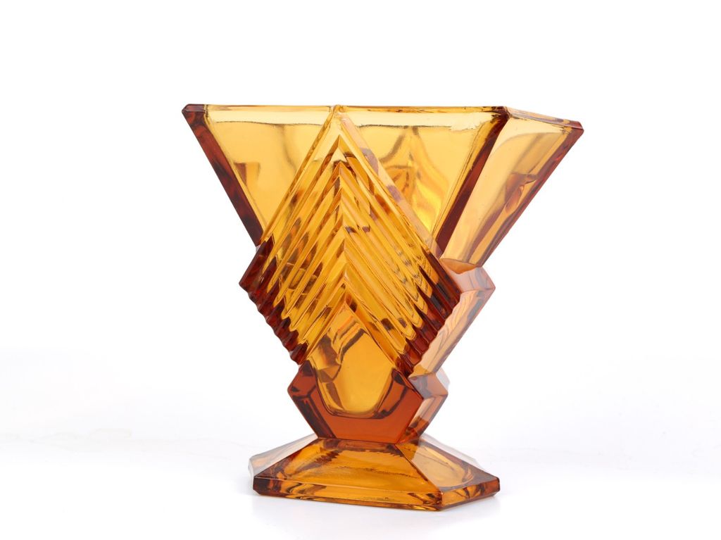 Krásná retro váza z medového skla - Inwald