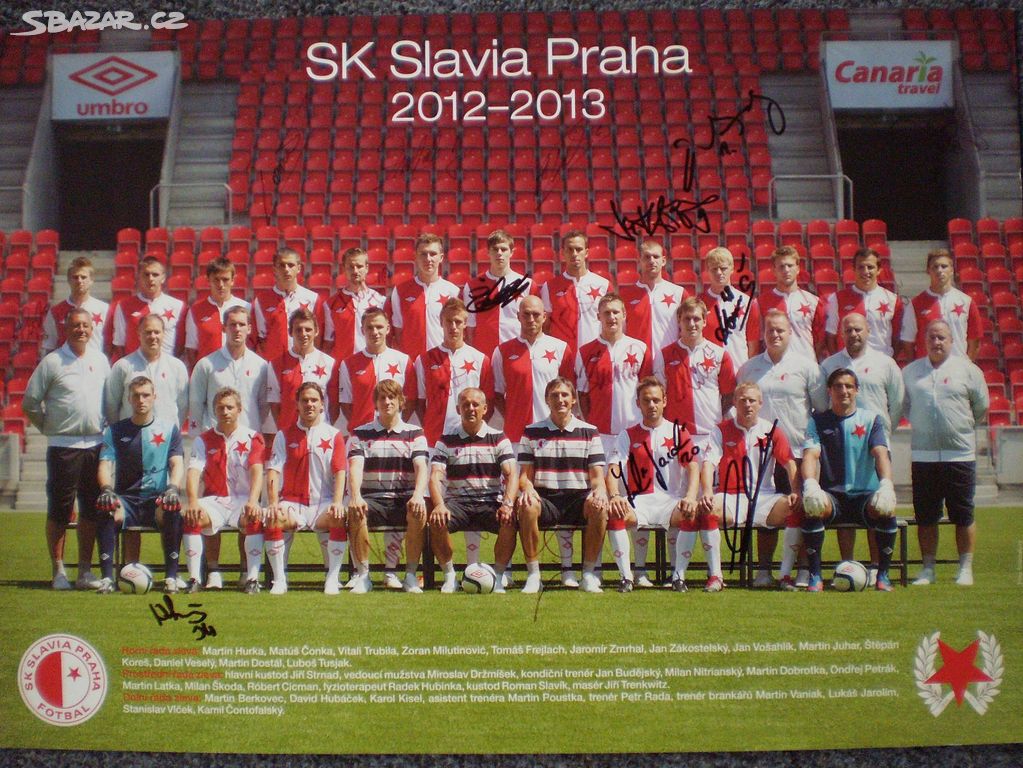 OFICIÁLNÍ PLAKÁT SK SLAVIA PRAHA 2012-13 S PODPISY