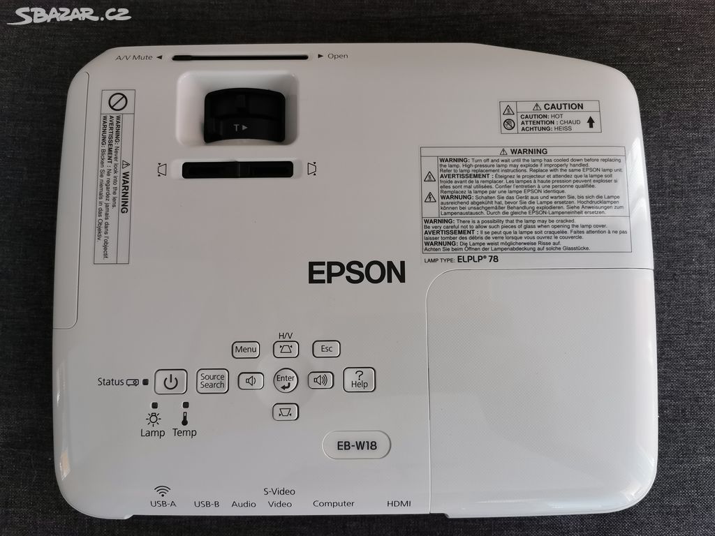 Projektor EPSON EB-W18, 2204 hod, WXGA, 1080p